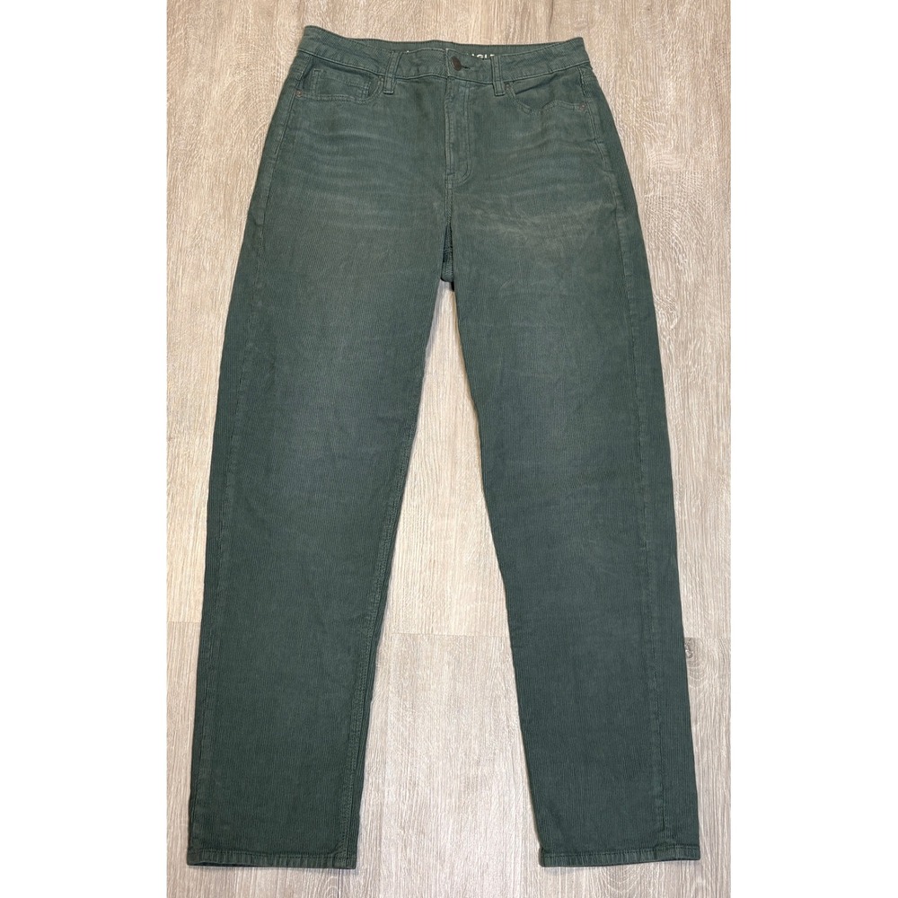 American Eagle Mom Straight Corduroy Pants Olive Green Stretch Size 8 Long